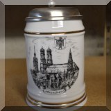 P13. White German beer stein. 7” - $18